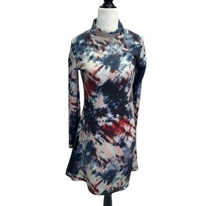 Ripe Blue Long Sleeve Tie Dye Long Sleeve Mini Dress Size M